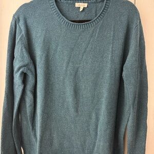 Ella Moss Teal Cozy Crewneck Sweater with Split Hem